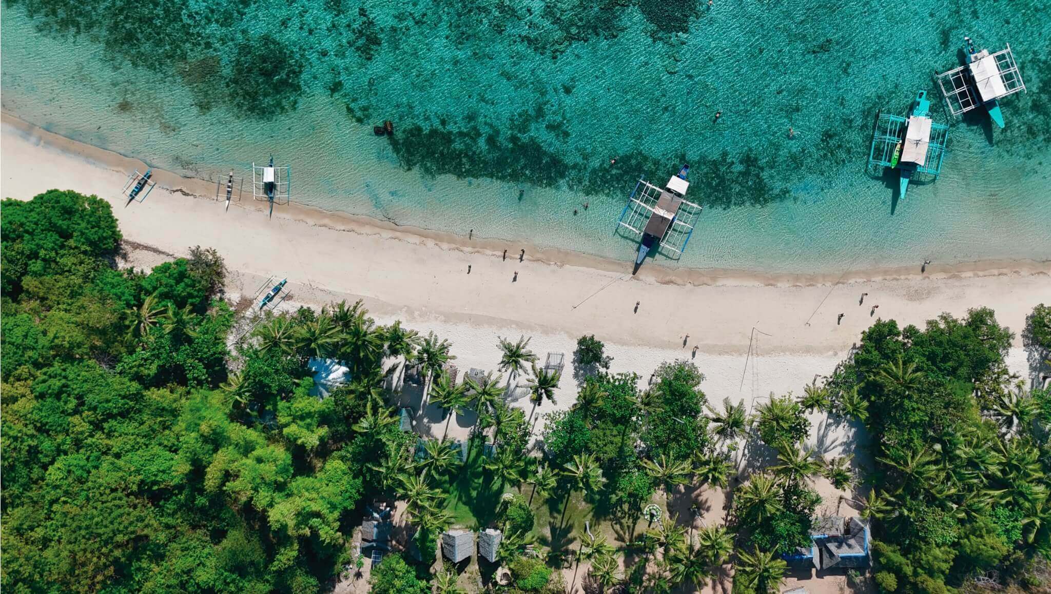 Drone Picture of Coco Beach in Coron, the Philippines. travel blog. Travel guides.