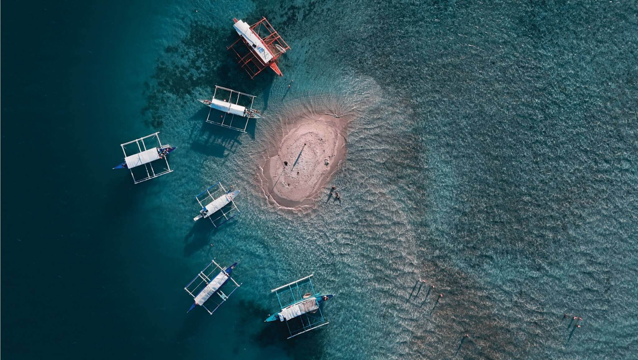 Drone Picture of Starfish Island In the Philippines. travel blog. Travel Vlog. Port Barton, Palawan.