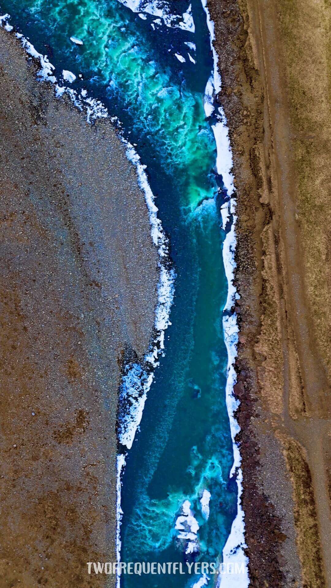 Stjornarfoss Waterfall Birds Eye View