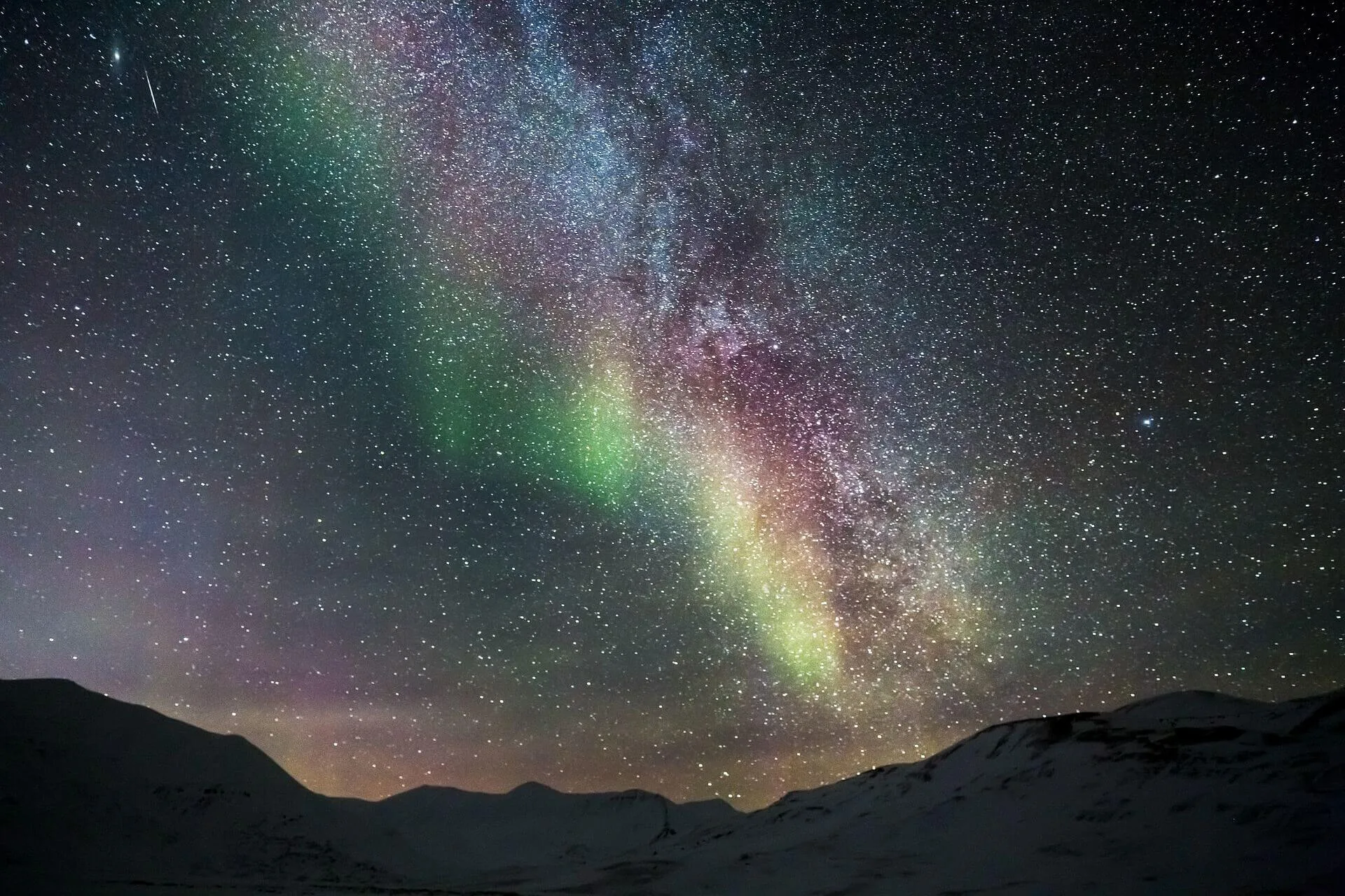northern lights and milky way