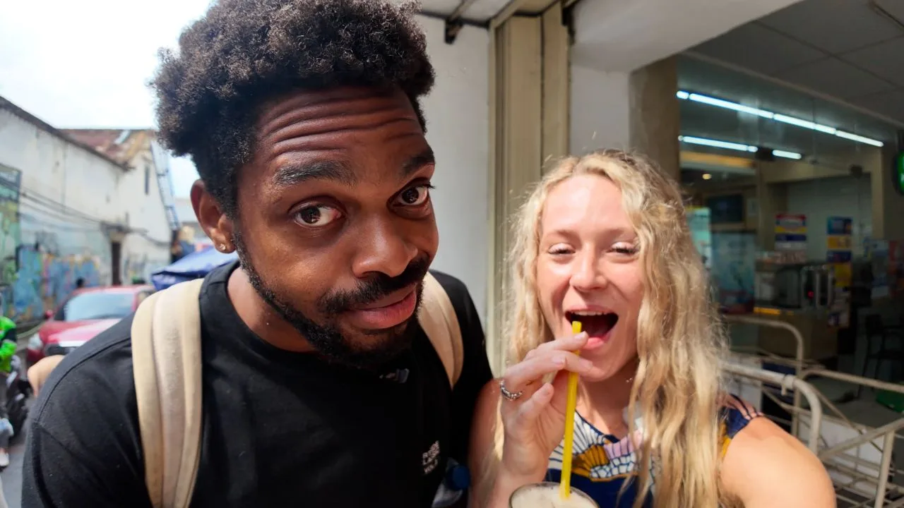 Beth and Denz enjoying a Bogor street food tour
